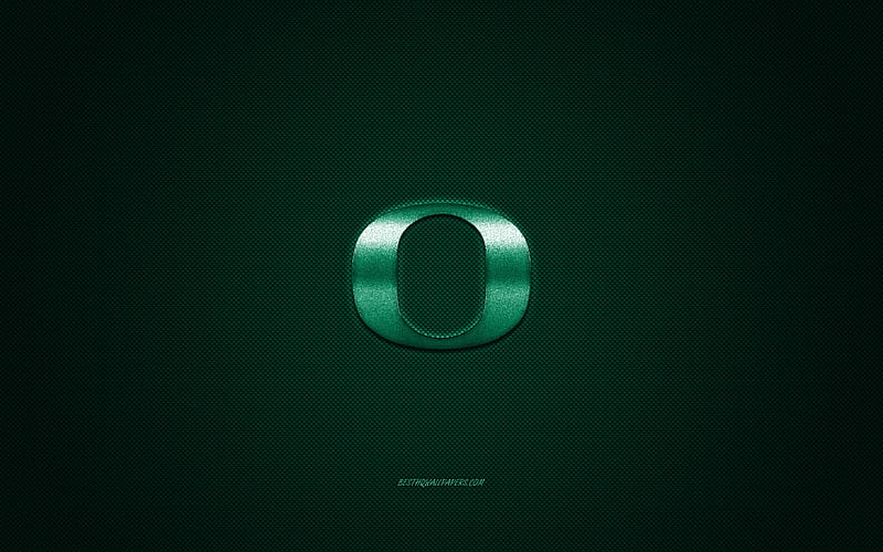 Oregon Ducks logo, American football club, NCAA, green logo, green carbon fiber background, American football, Eugene, Oregon, USA, Oregon Ducks, HD wallpaper