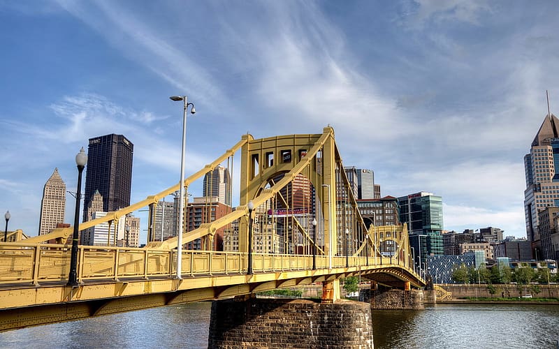 Bridges, Architecture, City, Skyscraper, Building, Bridge, Cityscape, Pittsburgh, , Roberto Clemente Bridge, HD wallpaper