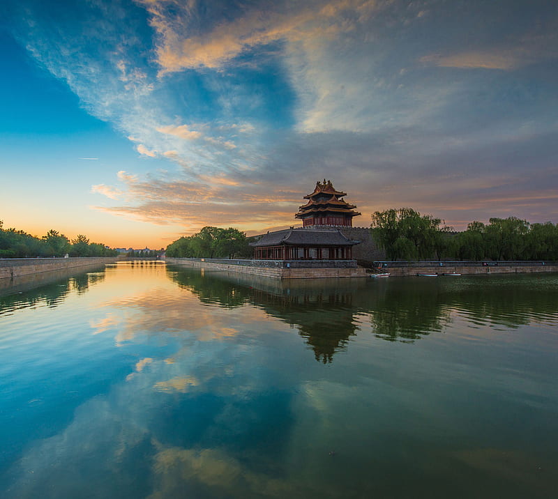 Reflection, beauty, china, clouds, cool, nature, sky, water, HD wallpaper