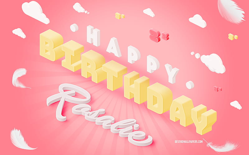 Happy Birtay Rosalie, 3d Art, Birtay 3d Background, Rosalie, Pink Background, Happy Rosalie birtay, 3d Letters, Rosalie Birtay, Creative Birtay Background, HD wallpaper