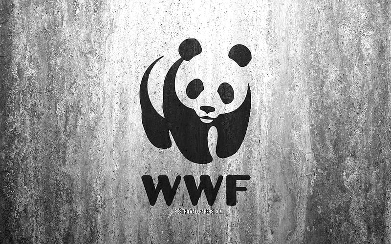Flag of WWF stone background, grunge flag, international organizations, WWF flag, grunge art, national symbols, WWF, stone texture, World Wildlife Fund, HD wallpaper
