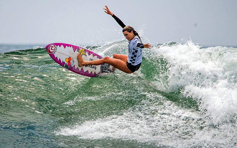 Surfer Girl on Malibu Beach, Ocean, Surfer, Waves, Surfboard, HD wallpaper