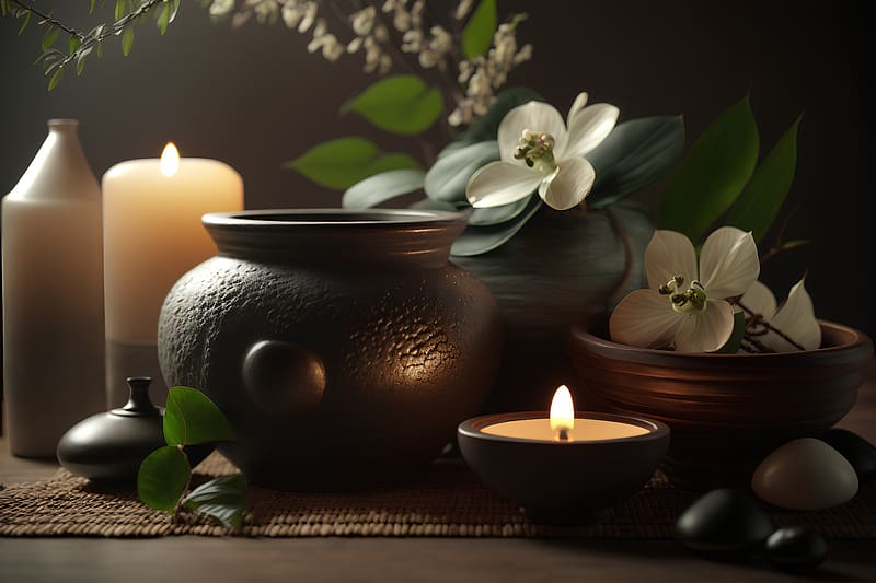 Burning candles on wooden table, Therapy, Aroma, Candlelight, Beauty, HD wallpaper