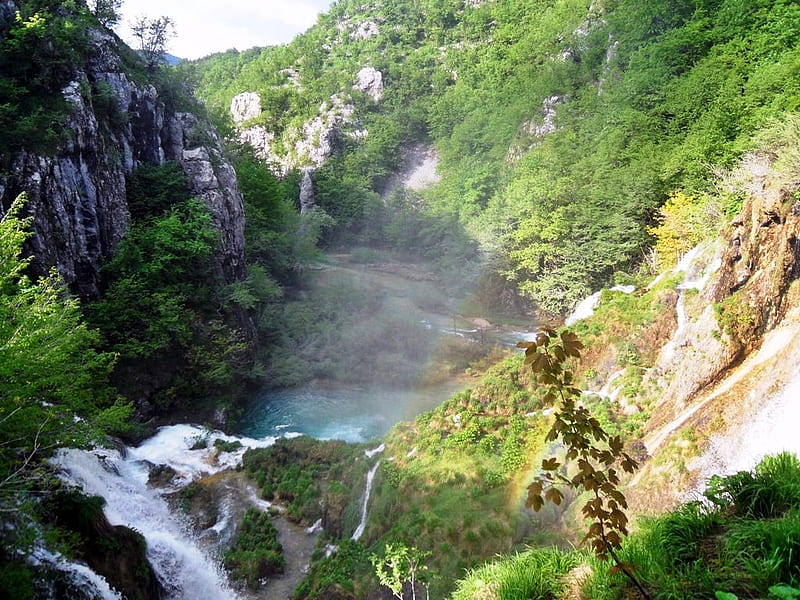 My trip to Croatia, stream, rocks, places, spring, lake, croatia, water, plitvice, landscape, HD wallpaper