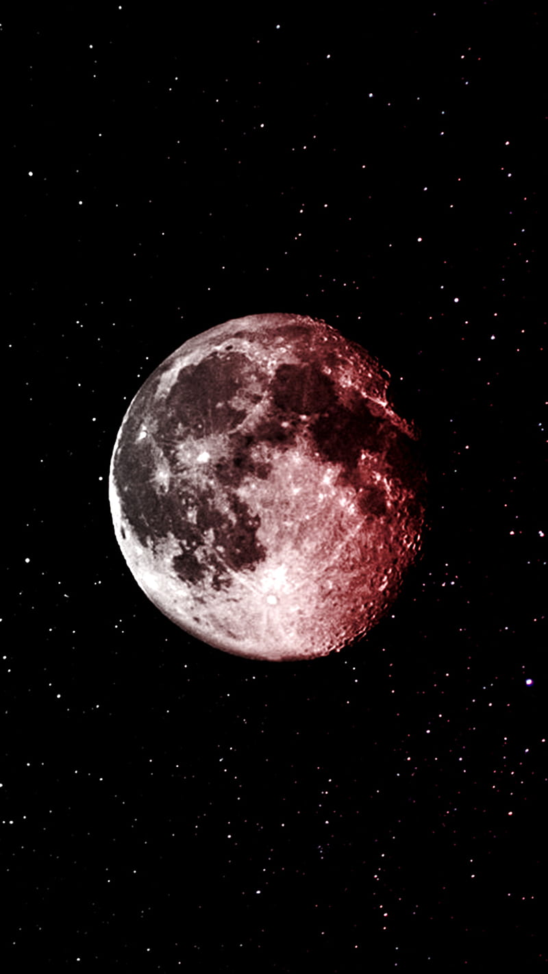 Red Moonlight, starry, HD phone wallpaper | Peakpx