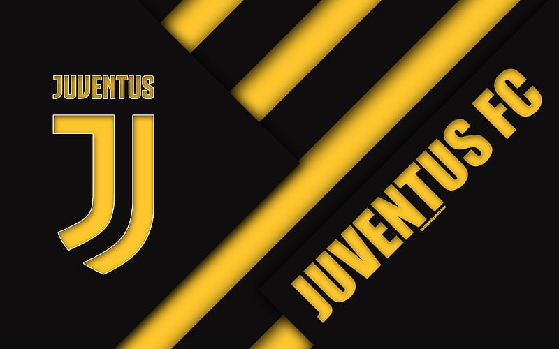 Juventus FC material design, new logo, black yellow abstraction, Serie A, Italy, Turin, football, creative art, Juve, official colors, HD wallpaper