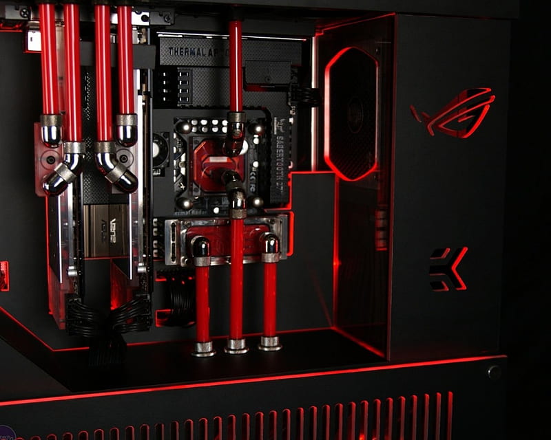 Motherboard, gaming, tech, high end, electronics, water cooling, HD wallpaper