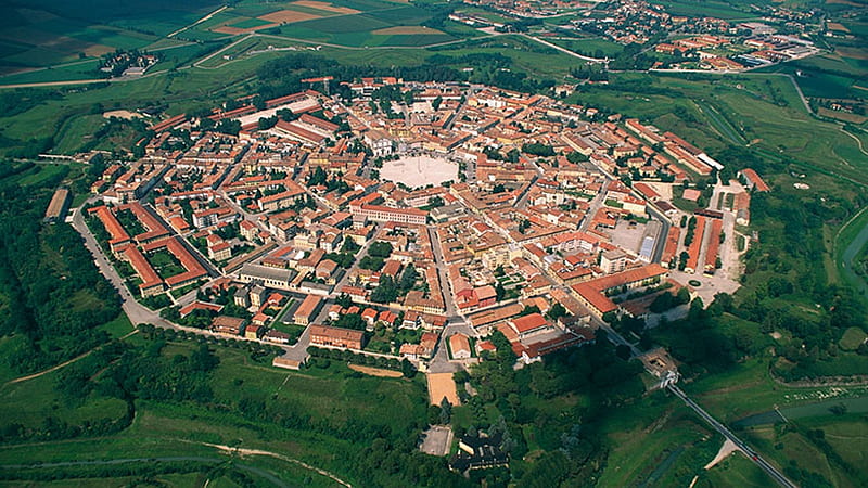 Palmanova, north-eastern Italy, Italy, Concentric fortress, Star shaped, Palmanova, Vincenzo Scamozzi, HD wallpaper