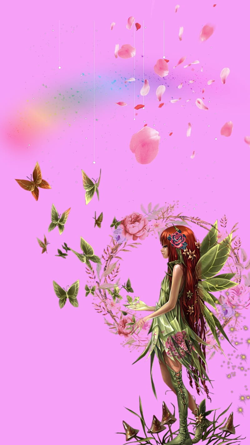 pink cute fairy wallpaper