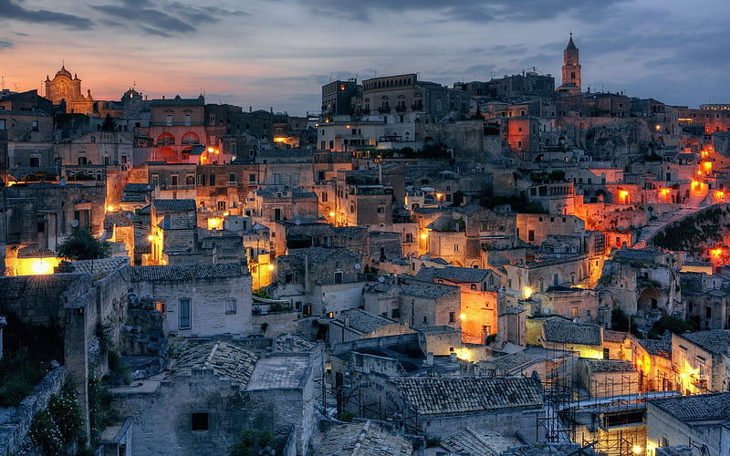Matera, Basilicata, city in the rock, old town, UNESCO, Italy, HD wallpaper