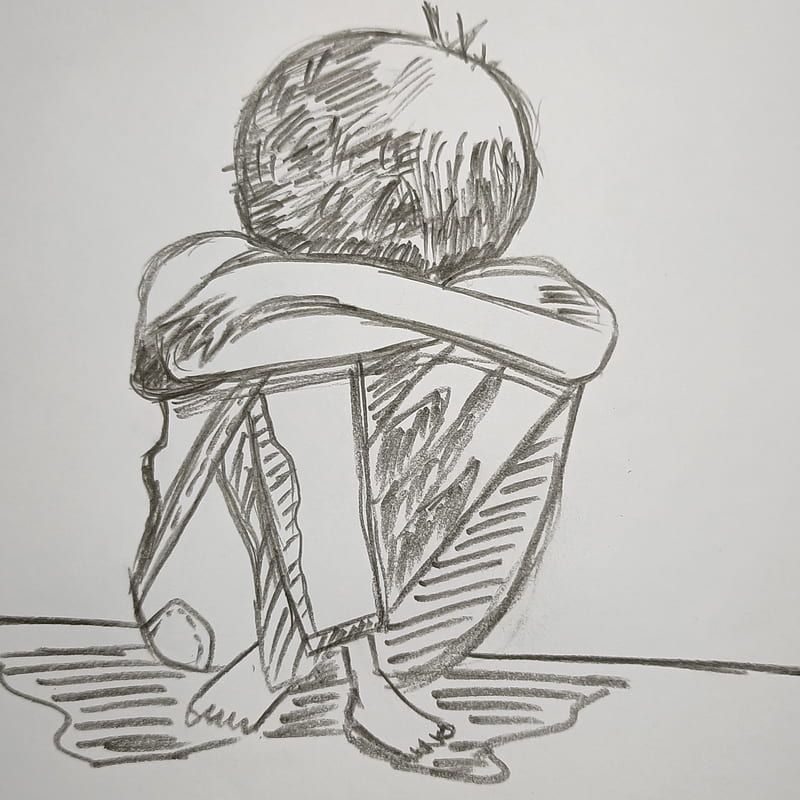 Pencil Sketch Of A Sad Boy | DesiPainters.com