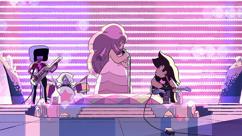 Steven Universe Amethyst Garnet Greg Universe Rose Quartz Performing Light Music With Background Of Pink And White Serial Lights Movies, HD wallpaper