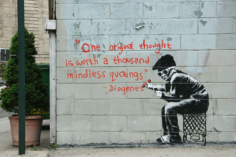 Diogenes, thought, originality, graffitti, philosophy, HD wallpaper