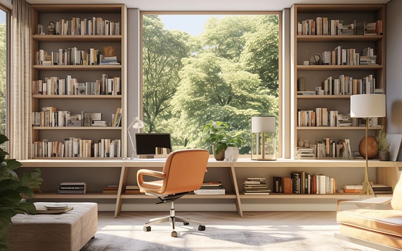 Cabinet, books, AI art, interior, HD wallpaper
