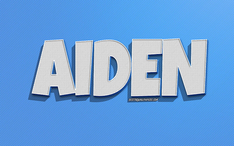 Aiden, blue lines background, with names, Aiden name, male names, Aiden greeting card, line art, with Aiden name, HD wallpaper