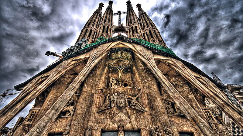 Sagrada Familia Church, barcelona, sagrada, spain, HD wallpaper