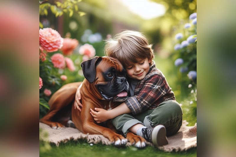 Companion, kid, dog, bff, Boxer, HD wallpaper