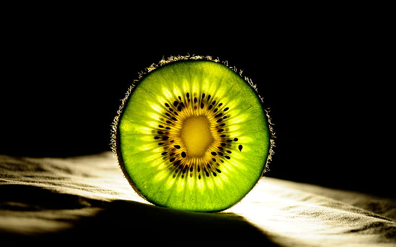 Kiwi fruit, fruit, green, kiwi, black, bonito, HD wallpaper