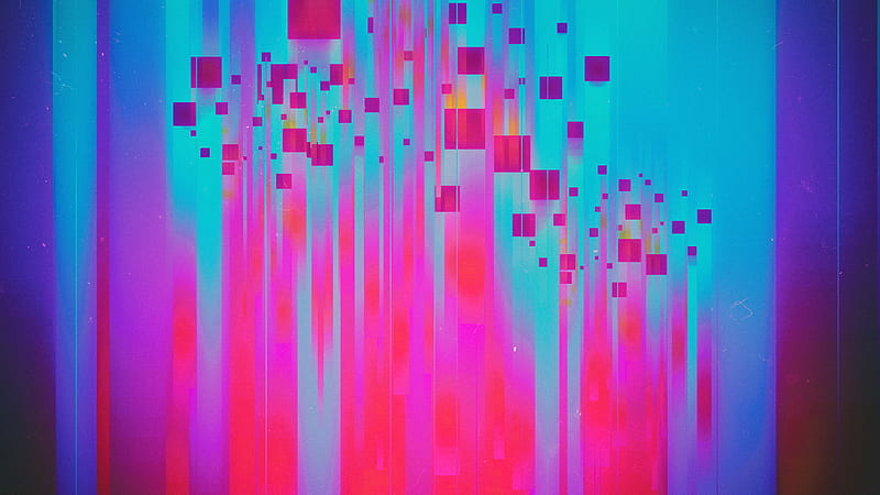 Blue Pink Squares Abstract, HD wallpaper
