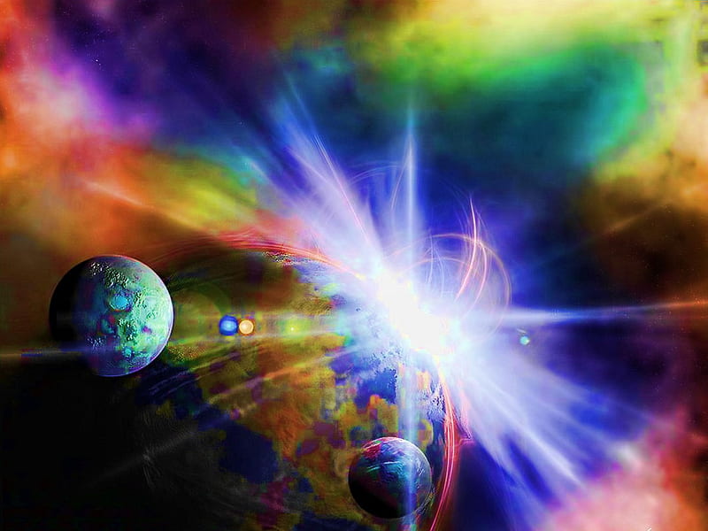 Star is born revisted, explosion, colorful, planets, space, HD wallpaper
