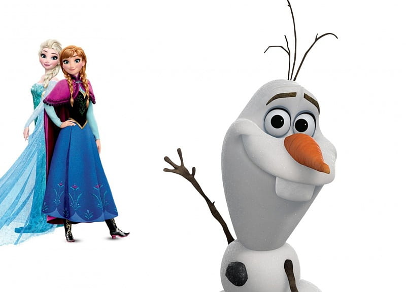 Elsa, Anna and Olaf, anna, movie, elsa, snowman, olaf, fantasy, snow ...