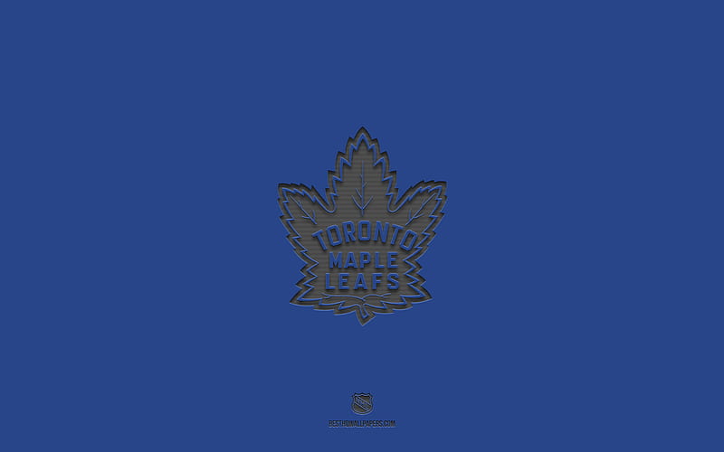 Toronto Maple Leafs, blue background, Canadian hockey team, Toronto Maple Leafs emblem, NHL, Canada, hockey, Toronto Maple Leafs logo, HD wallpaper
