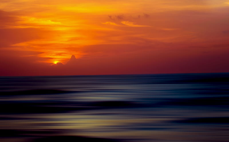 Ocean Sunset Ripple Effect, ocean, sunset, nature, HD wallpaper