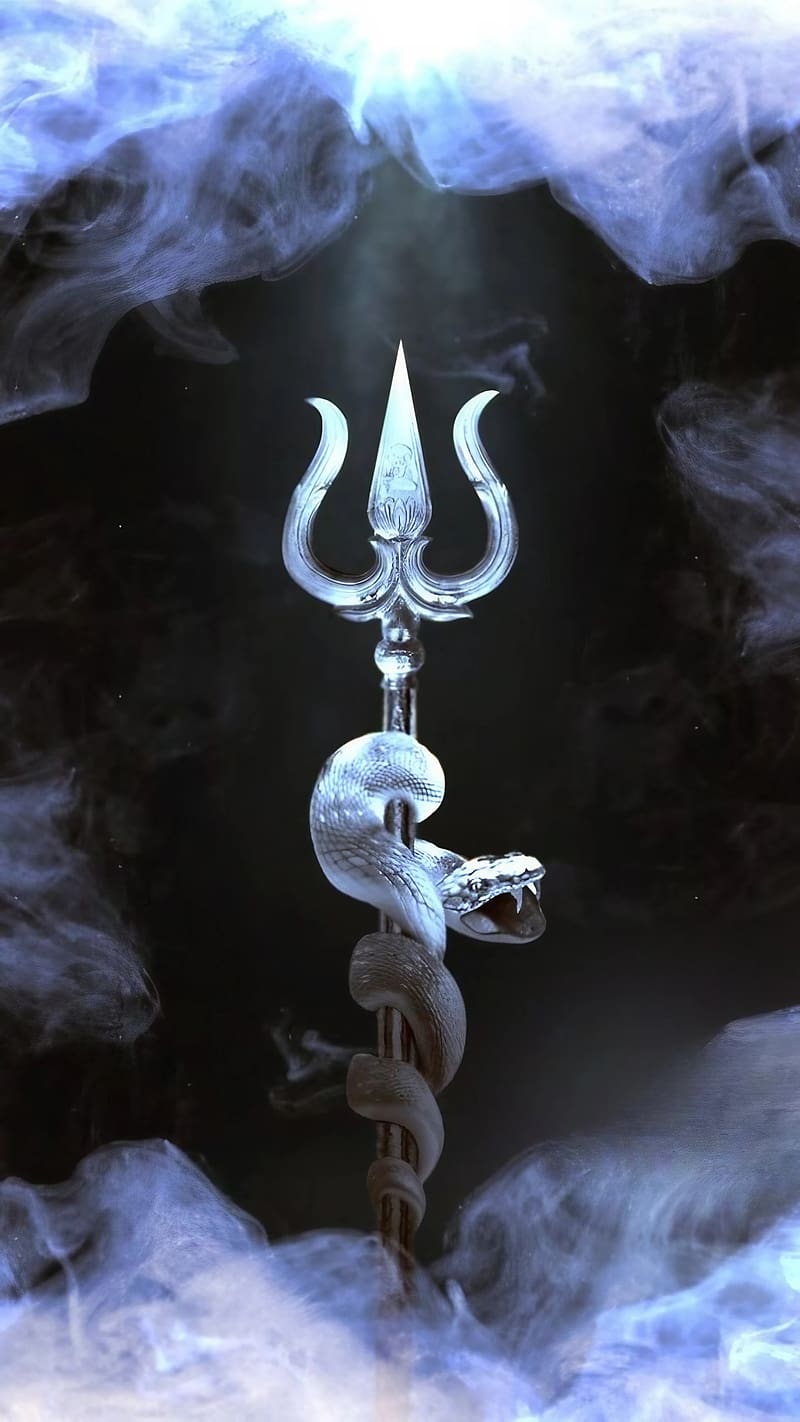 Mahakal Trishul, white smoke trishul, lord, god, mahakal, HD phone wallpaper