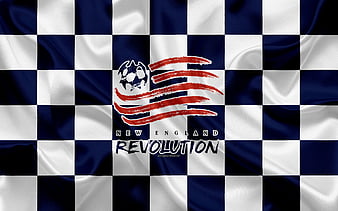 New England Revolution flag blue and red 3D waves, MLS, american soccer  team, HD wallpaper