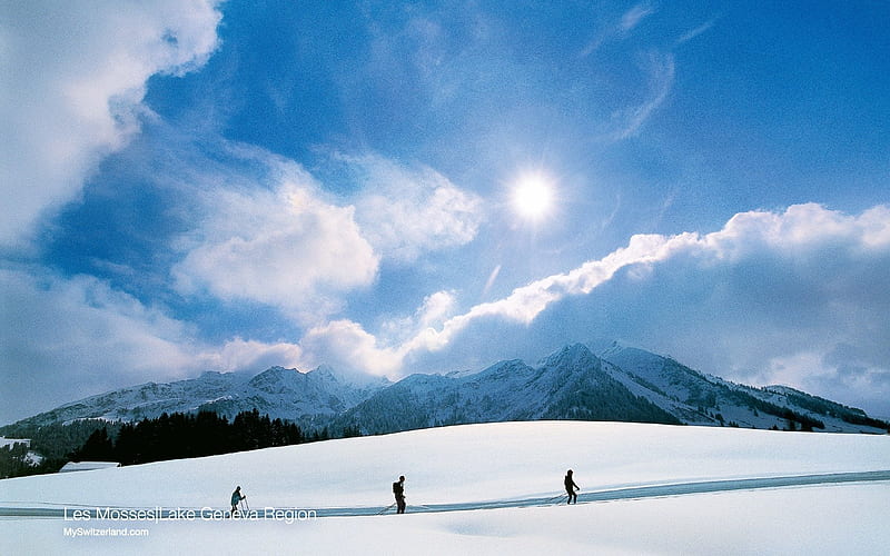 Les Mosses Cross-country skiing near Les Mosses Swiss Alps Skiing, HD wallpaper