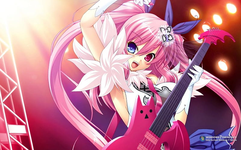 Bela garota, bonita, guitarra, anime, menina, music, HD wallpaper