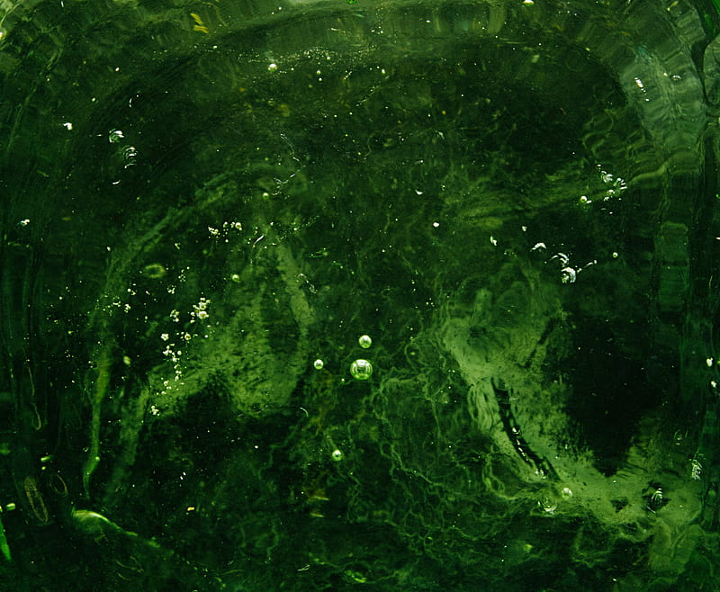 bubbles, water, liquid, green, HD wallpaper