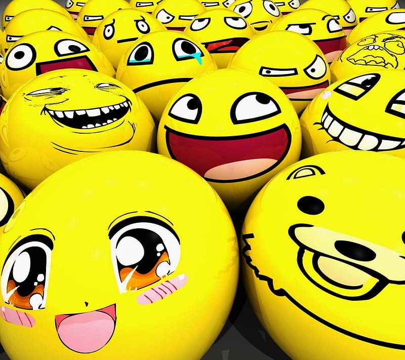 Smilies, balls, cry, face, happy, meme, sad, smiling, yellow, HD wallpaper