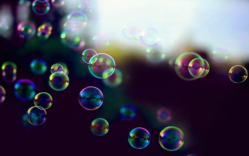 Soap Bubble Rainbow, round, ball, water, air, bubbles, rainbow, abstract, light, HD wallpaper
