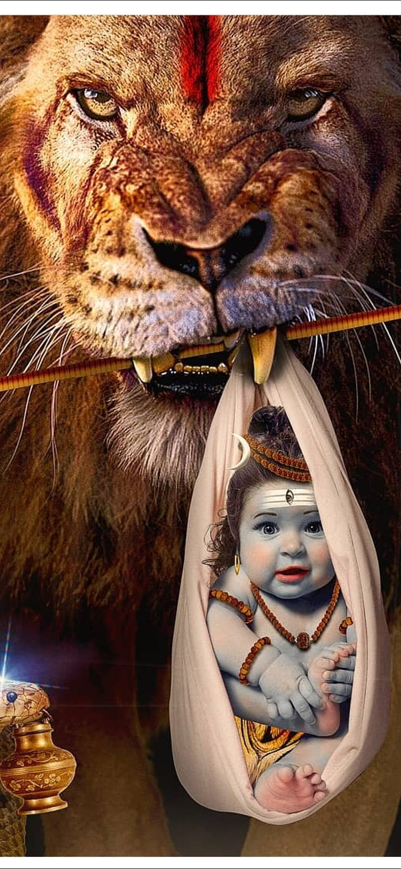 Lion hindu, king, lord, shiva, universe, world, HD phone wallpaper