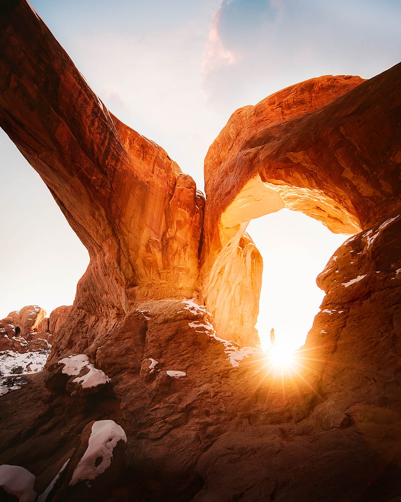 Natural arch during golden hour, HD phone wallpaper