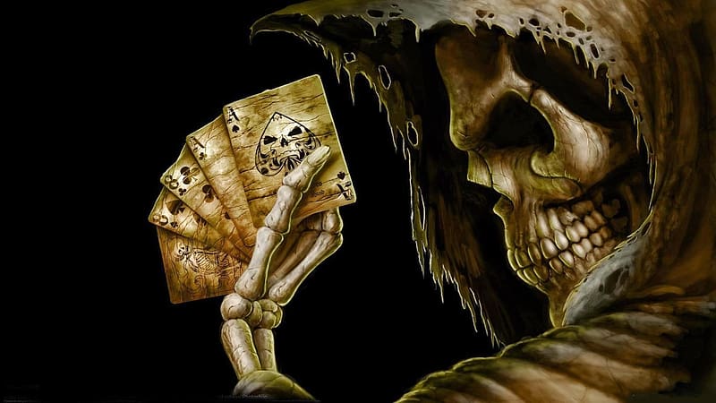 :D, art, fantasy, skull, dead, hand, death, bones, dark, halloween, cards, HD wallpaper