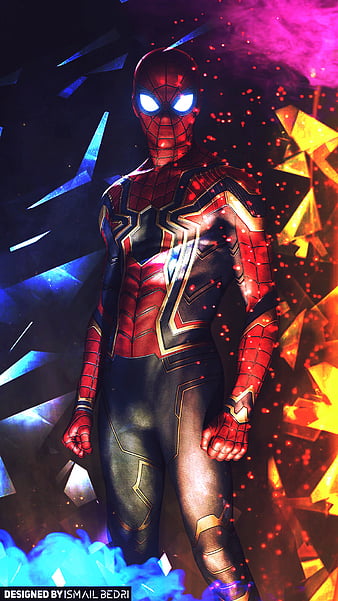 Iron Spiderman WP, spiderman, iron spiderman, marvel, marvel spiderman, design spider, man, HD phone wallpaper