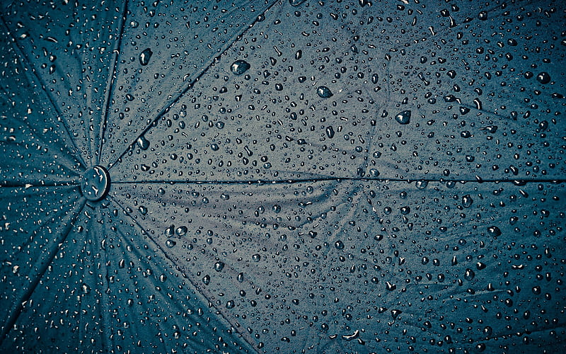 umbrella texture, rain, black umbrella, raindrops on an umbrella, umbrella fabric texture, HD wallpaper