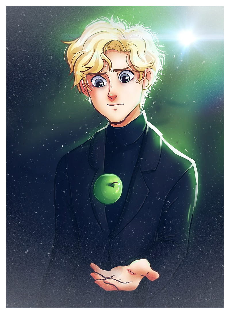 draco malfoy and his long curly white hair lover, slytherin, anime style -  SeaArt AI