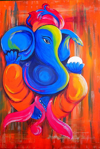 Lord Ganesha Kalighat Style Painting for Sale | Ganeshji Kalighat Art –  MeMeraki