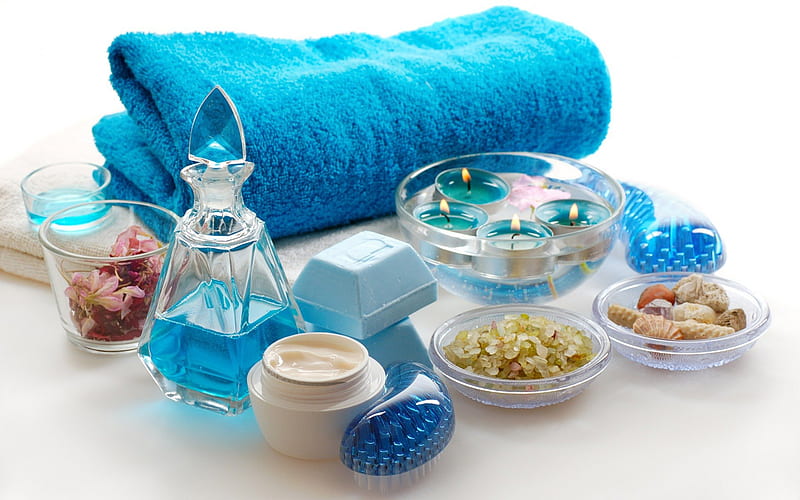 Spa Treatment, enjoy treat, romantic, bath, relaxe, blue, bubbels, HD wallpaper