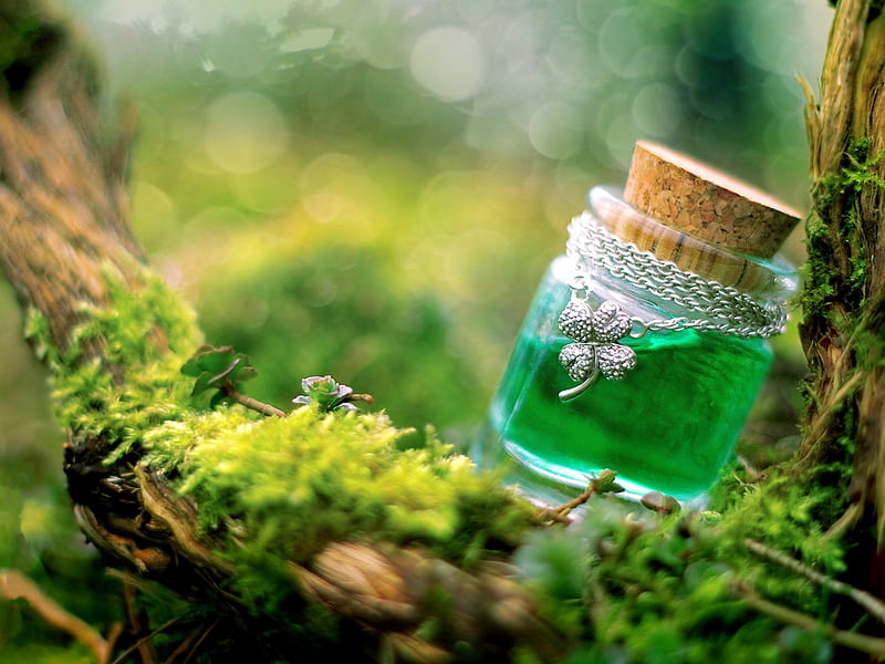 leprechaun potion, pretty, green, abstract, fantsy, HD wallpaper