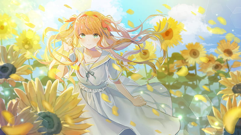 Lexica - beautiful anime girl with yellow coat and blue eyes