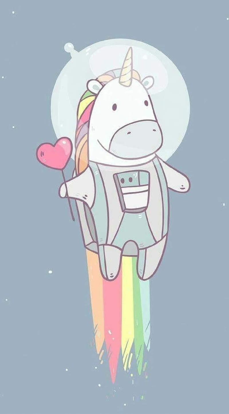 Space Unicorn, cute, galaxy, magical, rainbow, space, unicorn, HD phone wallpaper