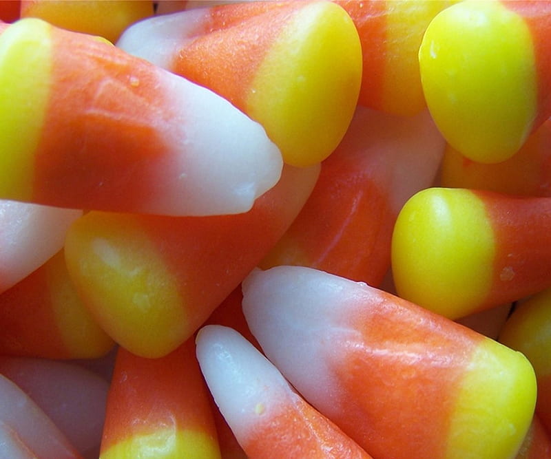 Sweet Corn Treats, candy, candy corn, trick or treat, orange, yellow, white, sweet, HD wallpaper