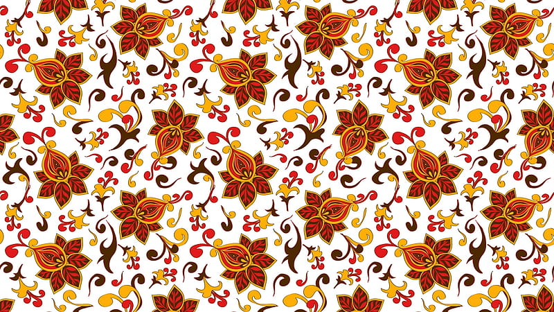 White Brown Yellow Floral Patterns Flowers Floral, HD wallpaper