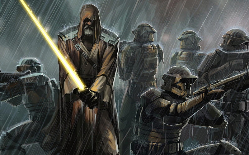 Jedi Commander, games, fantasy, jedi, star wars, clone troopers, HD wallpaper