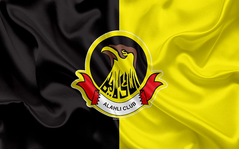 Al-Ahli FC Bahrain football club, emblem, logo, silk flag, Bahraini Premier League, Manama, Bahrain, football, Bahrain football championship, HD wallpaper