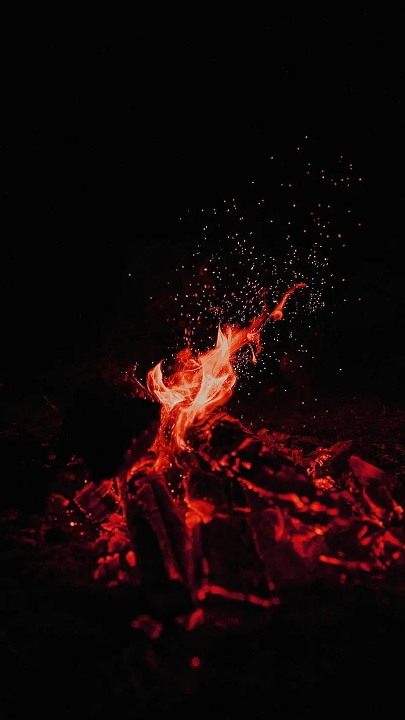 Fire, black, red, HD phone wallpaper